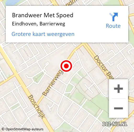 Locatie op kaart van de 112 melding: Brandweer Met Spoed Naar Eindhoven, Barrierweg op 24 januari 2024 00:24