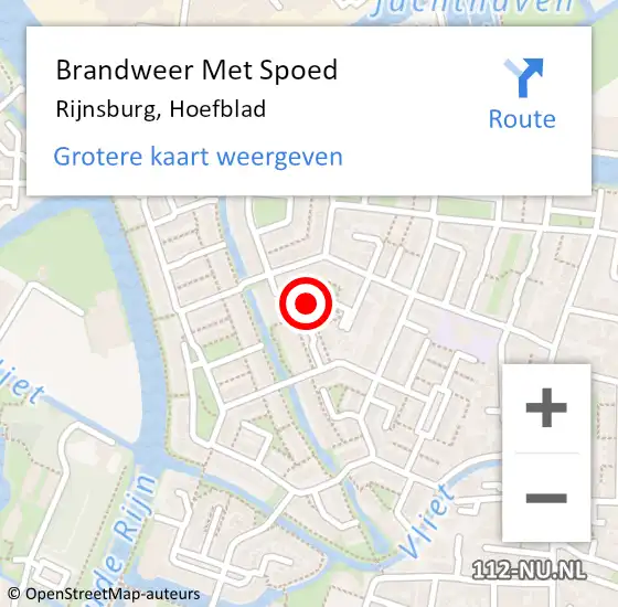 Locatie op kaart van de 112 melding: Brandweer Met Spoed Naar Rijnsburg, Hoefblad op 24 januari 2024 01:16