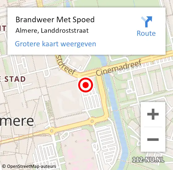 Locatie op kaart van de 112 melding: Brandweer Met Spoed Naar Almere, Landdroststraat op 24 januari 2024 01:41