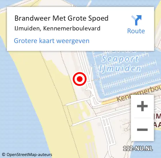 Locatie op kaart van de 112 melding: Brandweer Met Grote Spoed Naar IJmuiden, Kennemerboulevard op 24 januari 2024 01:56