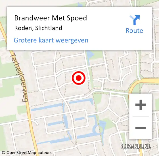 Locatie op kaart van de 112 melding: Brandweer Met Spoed Naar Roden, Slichtland op 24 januari 2024 02:51
