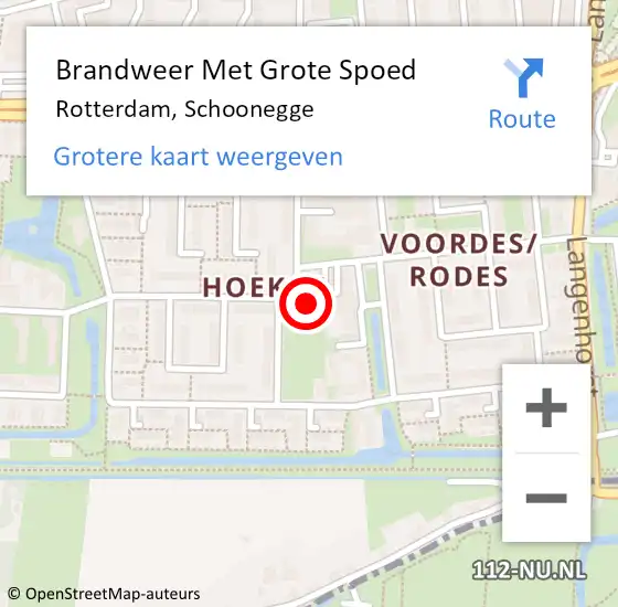 Locatie op kaart van de 112 melding: Brandweer Met Grote Spoed Naar Rotterdam, Schoonegge op 24 januari 2024 03:02