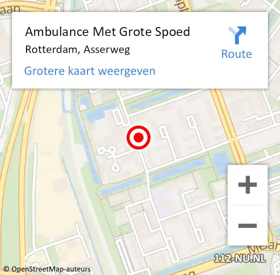 Locatie op kaart van de 112 melding: Ambulance Met Grote Spoed Naar Rotterdam, Asserweg op 24 januari 2024 03:08