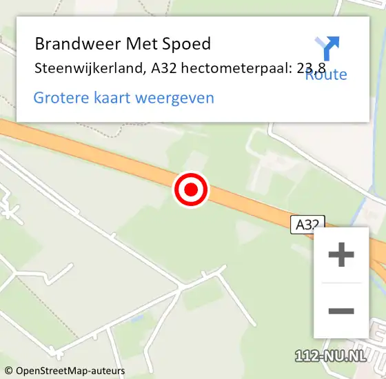 Locatie op kaart van de 112 melding: Brandweer Met Spoed Naar Steenwijkerland, A32 hectometerpaal: 23,8 op 24 januari 2024 03:56