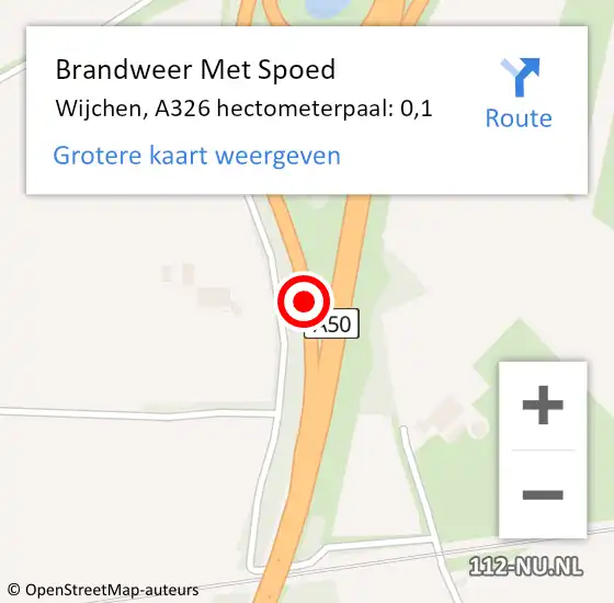 Locatie op kaart van de 112 melding: Brandweer Met Spoed Naar Wijchen, A326 hectometerpaal: 0,1 op 24 januari 2024 04:48