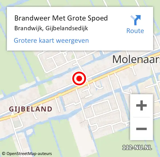 Locatie op kaart van de 112 melding: Brandweer Met Grote Spoed Naar Brandwijk, Gijbelandsedijk op 24 januari 2024 05:02