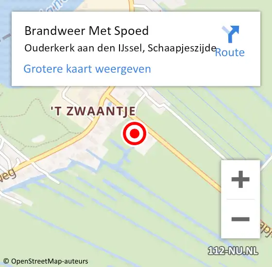 Locatie op kaart van de 112 melding: Brandweer Met Spoed Naar Ouderkerk aan den IJssel, Schaapjeszijde op 24 januari 2024 05:41