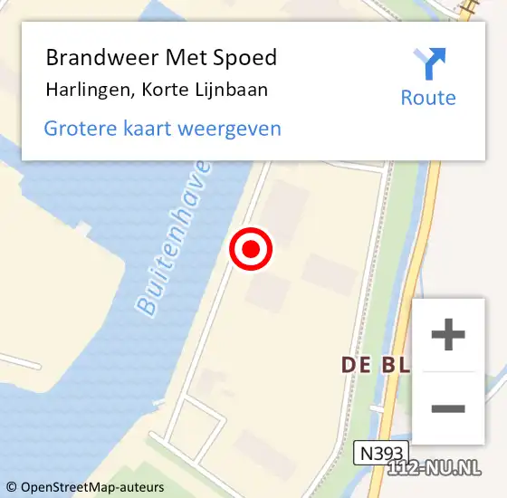 Locatie op kaart van de 112 melding: Brandweer Met Spoed Naar Harlingen, Korte Lijnbaan op 24 januari 2024 05:45
