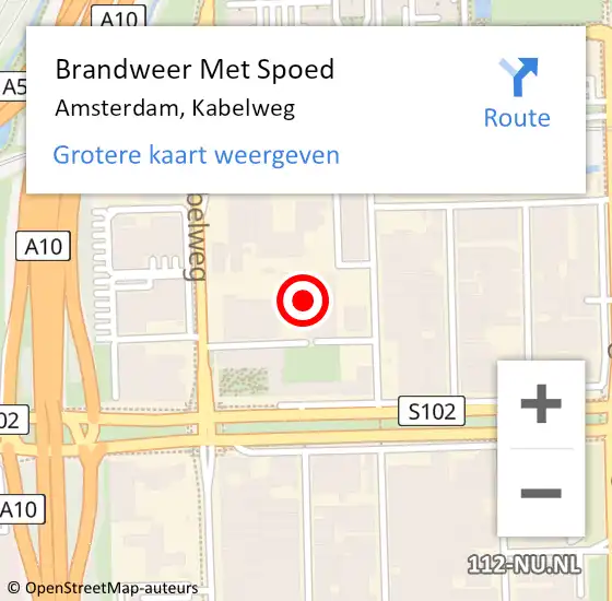Locatie op kaart van de 112 melding: Brandweer Met Spoed Naar Amsterdam, Kabelweg op 24 januari 2024 06:29