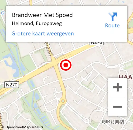 Locatie op kaart van de 112 melding: Brandweer Met Spoed Naar Helmond, Europaweg op 24 januari 2024 07:31