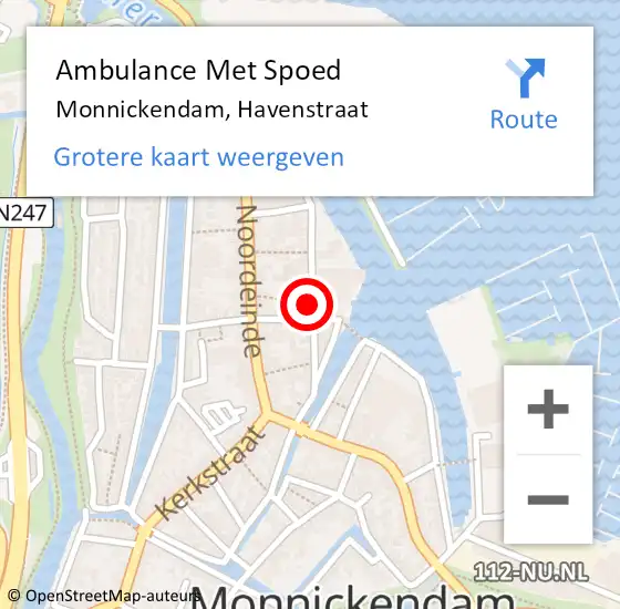 Locatie op kaart van de 112 melding: Ambulance Met Spoed Naar Monnickendam, Havenstraat op 24 januari 2024 08:09