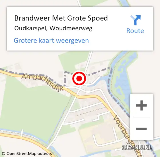 Locatie op kaart van de 112 melding: Brandweer Met Grote Spoed Naar Oudkarspel, Woudmeerweg op 24 januari 2024 08:10