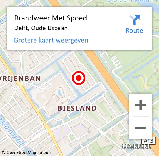 Locatie op kaart van de 112 melding: Brandweer Met Spoed Naar Delft, Oude IJsbaan op 24 januari 2024 09:03