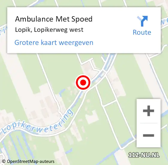 Locatie op kaart van de 112 melding: Ambulance Met Spoed Naar Lopik, Lopikerweg west op 24 januari 2024 09:28