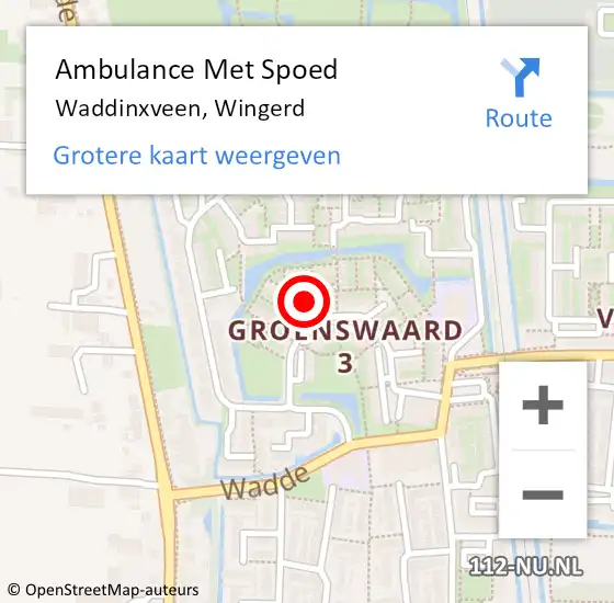 Locatie op kaart van de 112 melding: Ambulance Met Spoed Naar Waddinxveen, Wingerd op 24 januari 2024 09:29