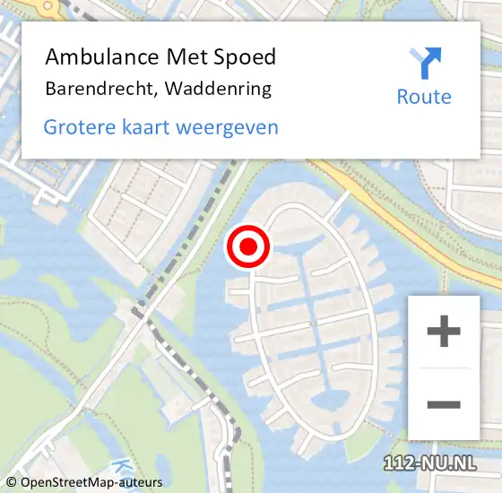 Locatie op kaart van de 112 melding: Ambulance Met Spoed Naar Barendrecht, Waddenring op 24 januari 2024 09:42