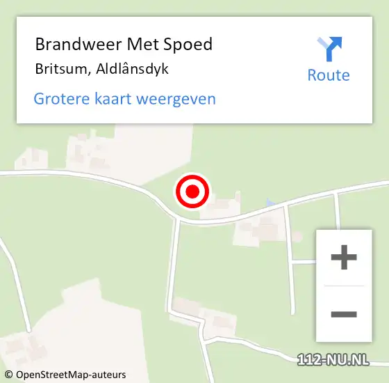 Locatie op kaart van de 112 melding: Brandweer Met Spoed Naar Britsum, Aldlânsdyk op 24 januari 2024 10:00