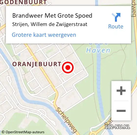 Locatie op kaart van de 112 melding: Brandweer Met Grote Spoed Naar Strijen, Willem de Zwijgerstraat op 24 januari 2024 10:42