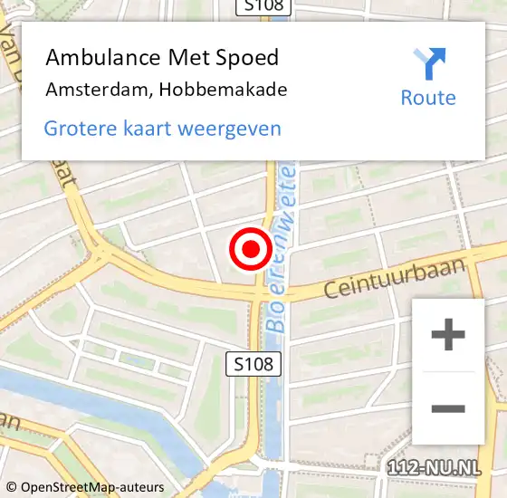 Locatie op kaart van de 112 melding: Ambulance Met Spoed Naar Amsterdam, Hobbemakade op 24 januari 2024 11:15