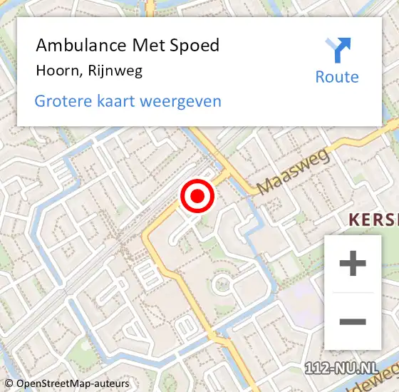 Locatie op kaart van de 112 melding: Ambulance Met Spoed Naar Hoorn, Rijnweg op 24 januari 2024 11:31