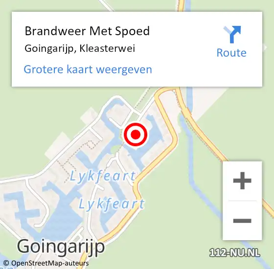 Locatie op kaart van de 112 melding: Brandweer Met Spoed Naar Goingarijp, Kleasterwei op 24 januari 2024 11:58
