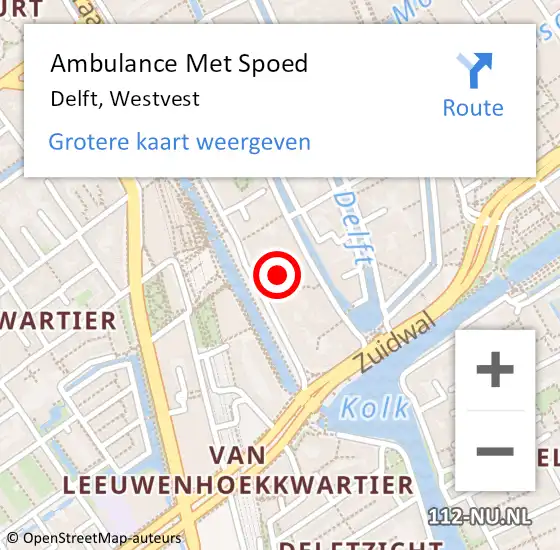 Locatie op kaart van de 112 melding: Ambulance Met Spoed Naar Delft, Westvest op 24 januari 2024 12:01