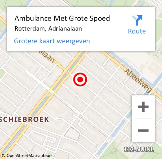 Locatie op kaart van de 112 melding: Ambulance Met Grote Spoed Naar Rotterdam, Adrianalaan op 24 januari 2024 12:02