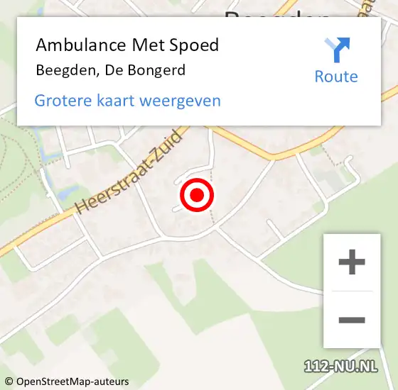 Locatie op kaart van de 112 melding: Ambulance Met Spoed Naar Beegden, De Bongerd op 24 januari 2024 12:29