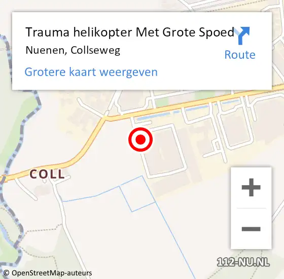 Locatie op kaart van de 112 melding: Trauma helikopter Met Grote Spoed Naar Nuenen, Collseweg op 24 januari 2024 12:44