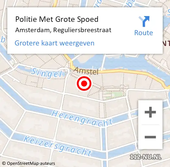 Locatie op kaart van de 112 melding: Politie Met Grote Spoed Naar Amsterdam, Reguliersbreestraat op 24 januari 2024 12:51