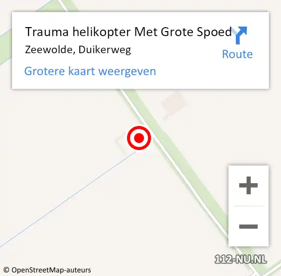 Locatie op kaart van de 112 melding: Trauma helikopter Met Grote Spoed Naar Zeewolde, Duikerweg op 24 januari 2024 13:20