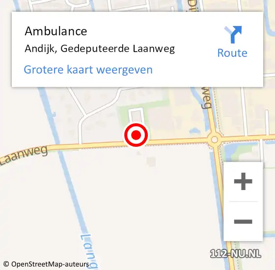 Locatie op kaart van de 112 melding: Ambulance Andijk, Gedeputeerde Laanweg op 24 januari 2024 13:31