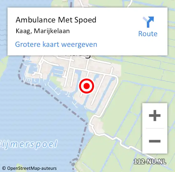 Locatie op kaart van de 112 melding: Ambulance Met Spoed Naar Kaag, Marijkelaan op 24 januari 2024 14:33