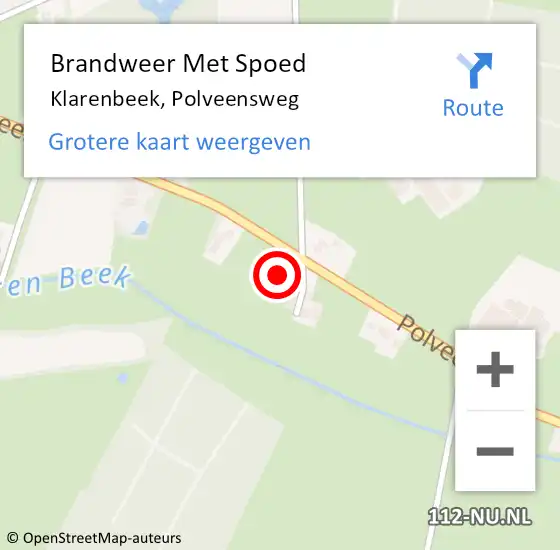 Locatie op kaart van de 112 melding: Brandweer Met Spoed Naar Klarenbeek, Polveensweg op 24 januari 2024 14:46