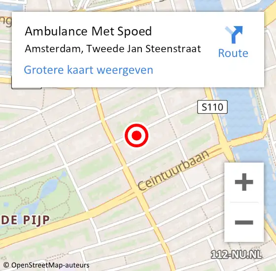 Locatie op kaart van de 112 melding: Ambulance Met Spoed Naar Amsterdam, Tweede Jan Steenstraat op 24 januari 2024 15:10