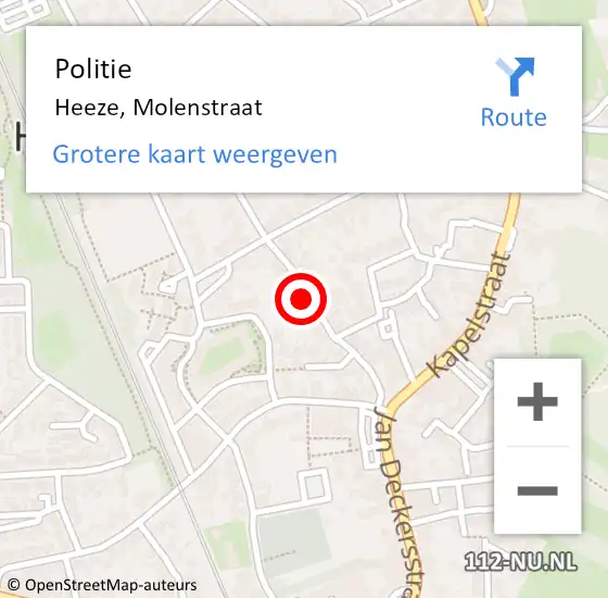 Locatie op kaart van de 112 melding: Politie Heeze, Molenstraat op 24 januari 2024 15:51
