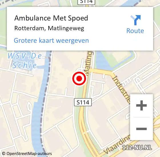 Locatie op kaart van de 112 melding: Ambulance Met Spoed Naar Rotterdam, Matlingeweg op 24 januari 2024 16:04