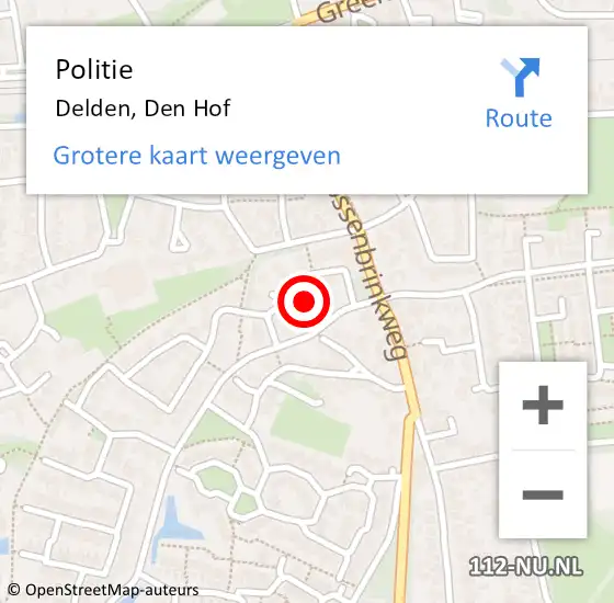 Locatie op kaart van de 112 melding: Politie Delden, Den Hof op 24 januari 2024 16:31