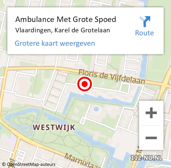 Locatie op kaart van de 112 melding: Ambulance Met Grote Spoed Naar Vlaardingen, Karel de Grotelaan op 24 januari 2024 16:33