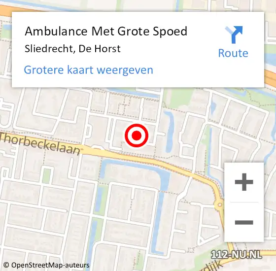 Locatie op kaart van de 112 melding: Ambulance Met Grote Spoed Naar Sliedrecht, De Horst op 24 januari 2024 16:36