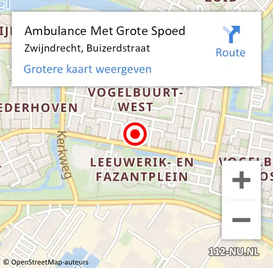 Locatie op kaart van de 112 melding: Ambulance Met Grote Spoed Naar Zwijndrecht, Buizerdstraat op 24 januari 2024 16:49