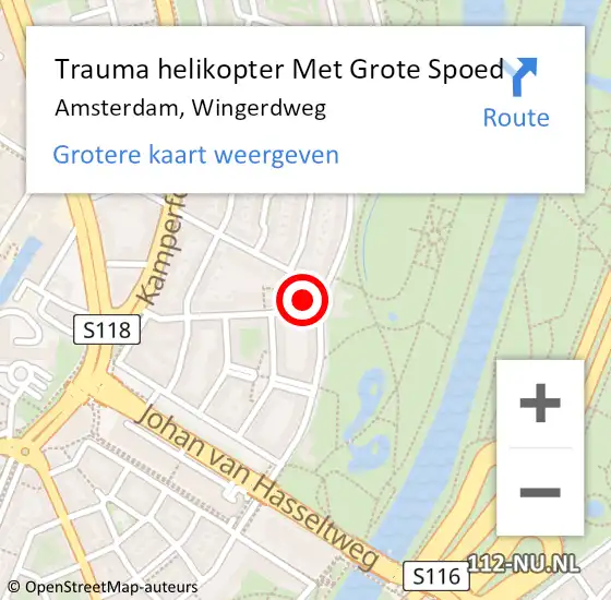 Locatie op kaart van de 112 melding: Trauma helikopter Met Grote Spoed Naar Amsterdam, Wingerdweg op 24 januari 2024 16:54