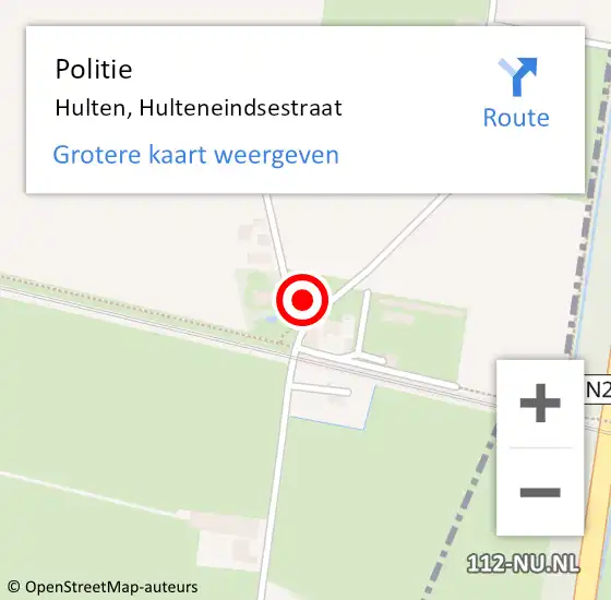 Locatie op kaart van de 112 melding: Politie Hulten, Hulteneindsestraat op 24 januari 2024 17:22