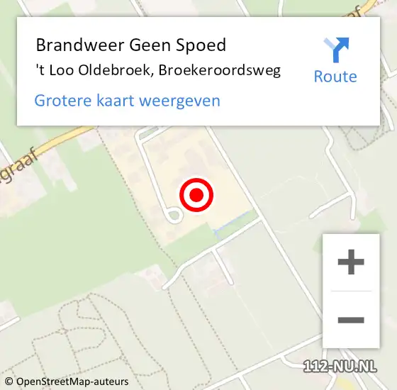 Locatie op kaart van de 112 melding: Brandweer Geen Spoed Naar 't Loo Oldebroek, Broekeroordsweg op 24 januari 2024 17:35