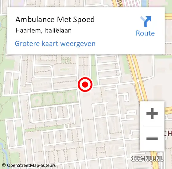 Locatie op kaart van de 112 melding: Ambulance Met Spoed Naar Haarlem, Italiëlaan op 24 januari 2024 17:50