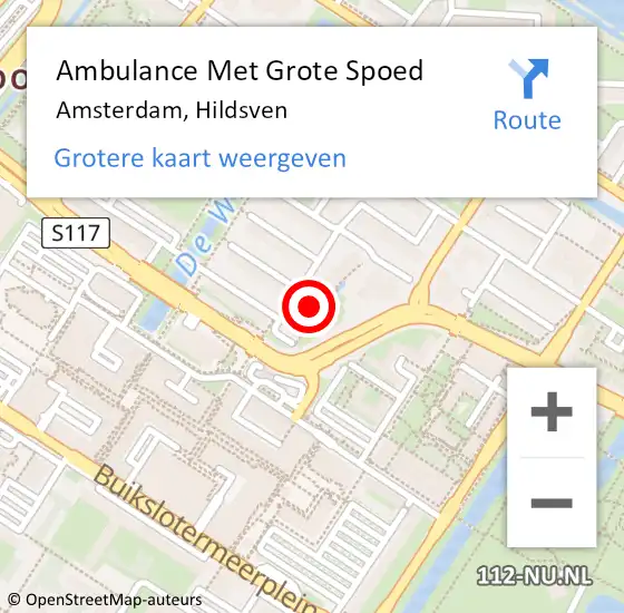 Locatie op kaart van de 112 melding: Ambulance Met Grote Spoed Naar Amsterdam, Hildsven op 24 januari 2024 17:50
