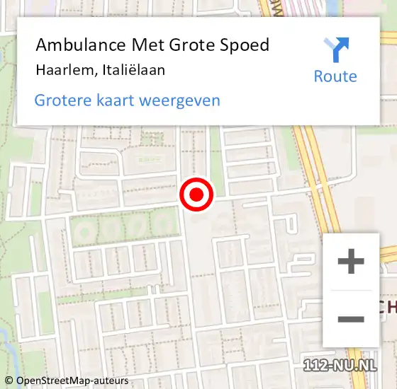 Locatie op kaart van de 112 melding: Ambulance Met Grote Spoed Naar Haarlem, Italiëlaan op 24 januari 2024 17:52