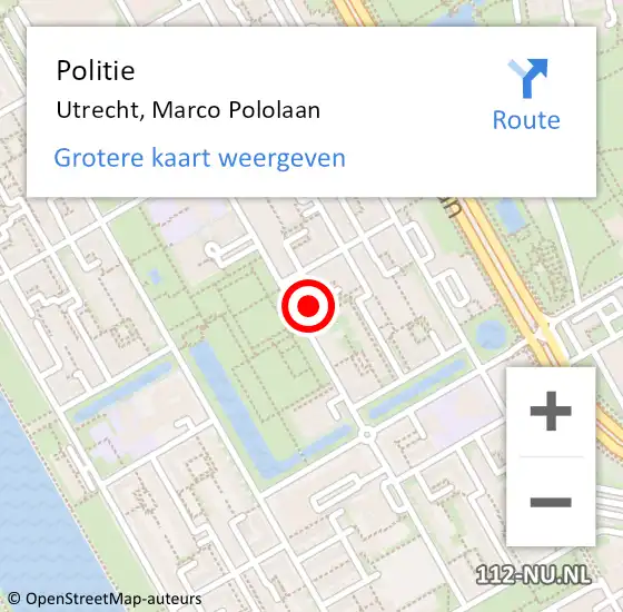 Locatie op kaart van de 112 melding: Politie Utrecht, Marco Pololaan op 24 januari 2024 18:05