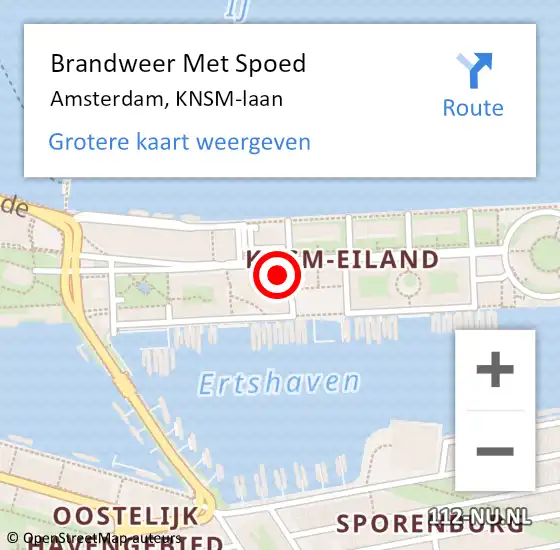 Locatie op kaart van de 112 melding: Brandweer Met Spoed Naar Amsterdam, KNSM-laan op 24 januari 2024 18:29