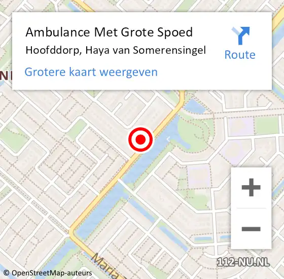 Locatie op kaart van de 112 melding: Ambulance Met Grote Spoed Naar Hoofddorp, Haya van Somerensingel op 24 januari 2024 18:55